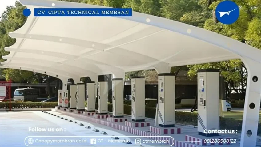 Jasa Pasang Kanopi Membran SPKLU